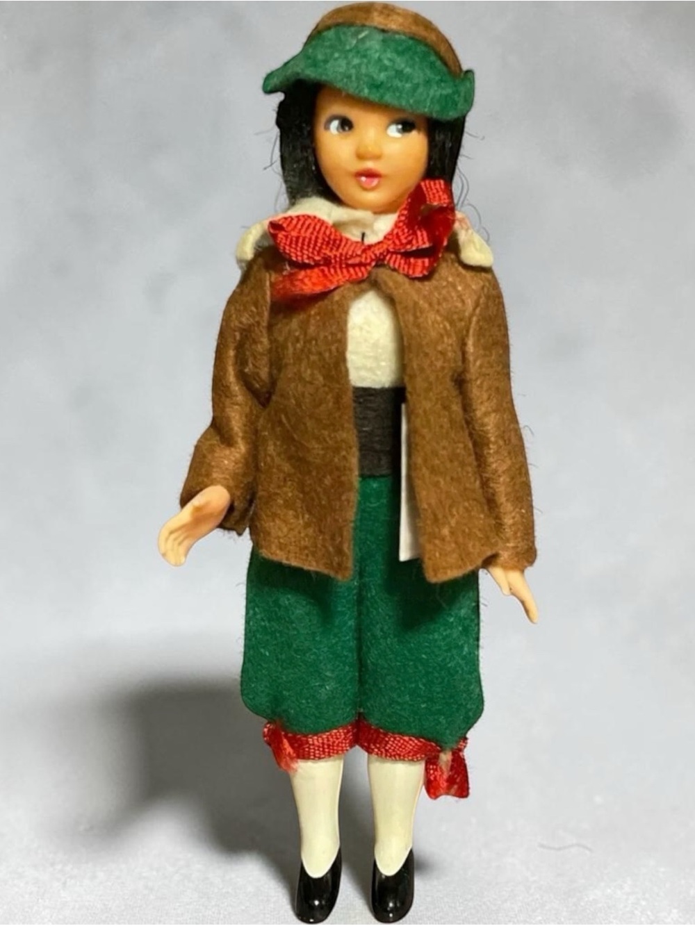 Vintage Lenci Torino Doll" MILANO" 6.5” Regional Costume Felt Fabric OOAK  Italy